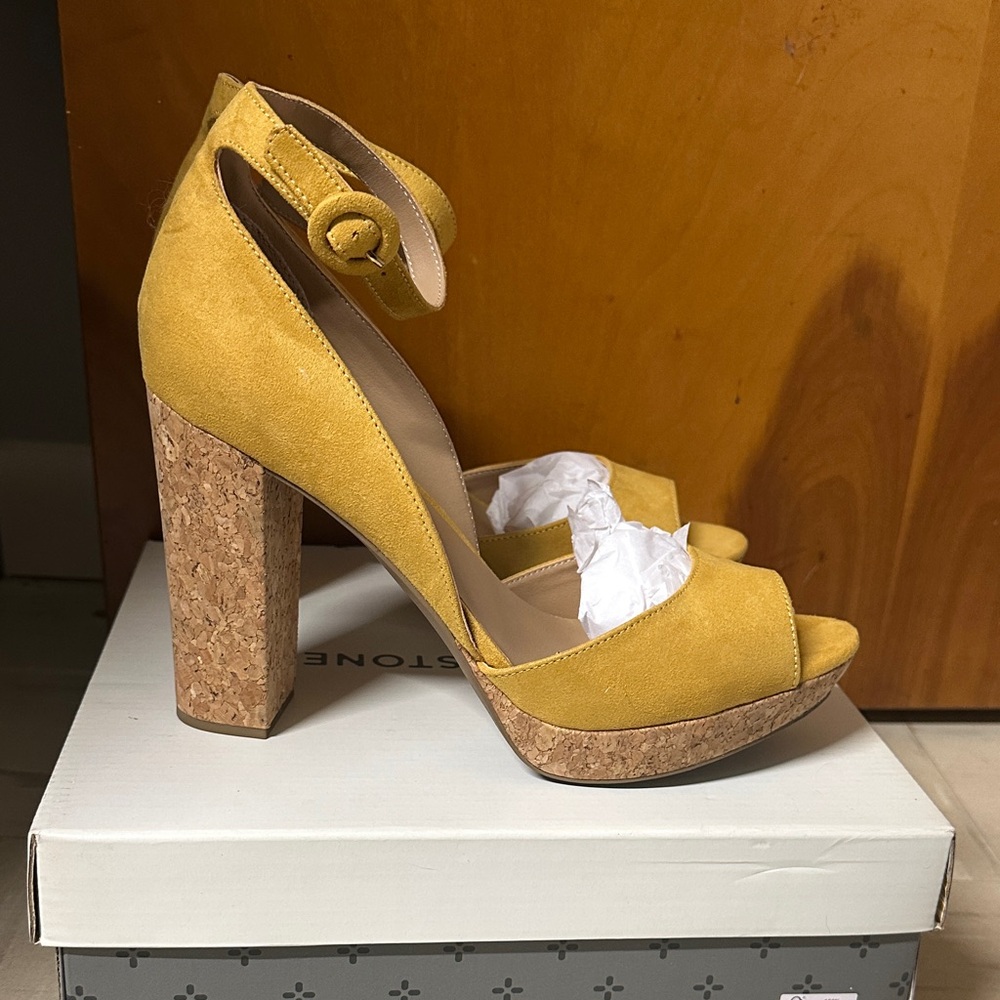 Mustard Yellow Suede Platform Heels
